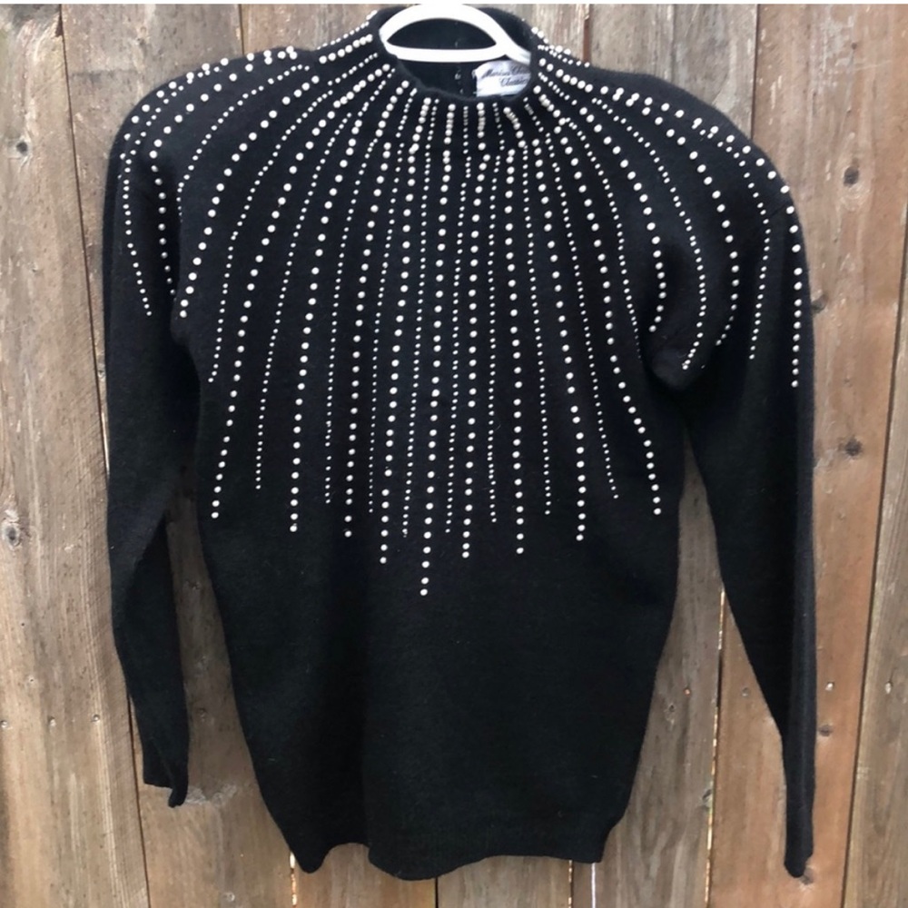 Marisa Christina Black Lambswool Sweater Sz Medium new without tag